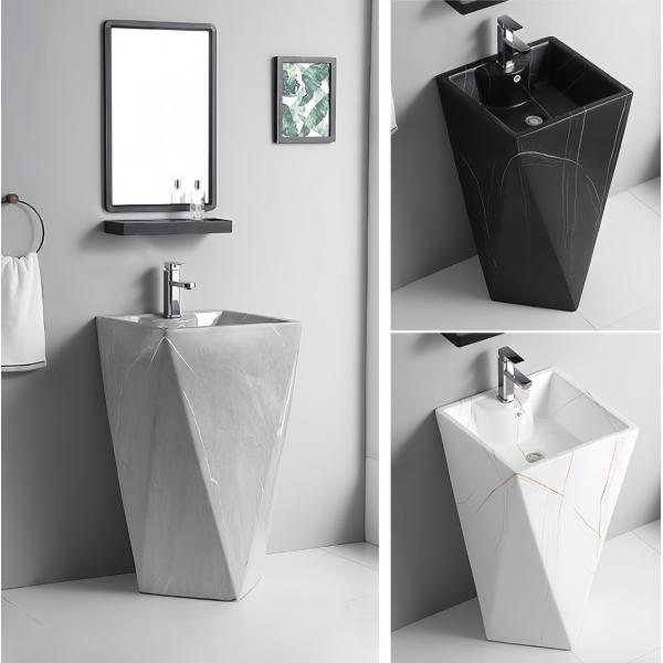 Diamond Shape Full Pedestal Bathroom Wash Hand Basin Large Pedestal Height Wash Basin