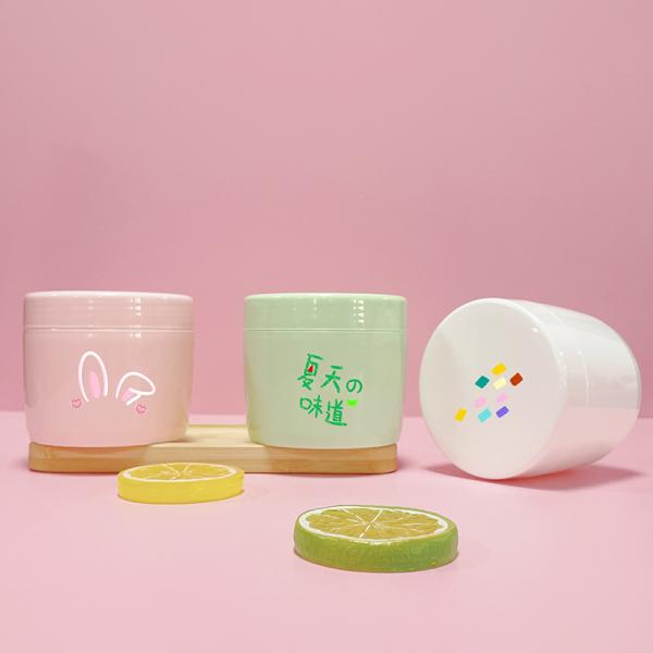 Eco friendly Pink Green Cosmetic Jar Scrub Butter Face Cream Container 8oz