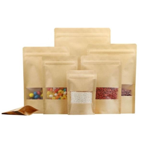 Biodegradable Ziplock Kraft Stand Up Pouches For Tea Packaging