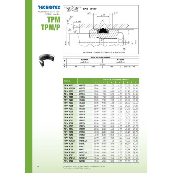 100% Italy TPM Seals And KDSAS Piston Cylinder Combination Oil Seals
