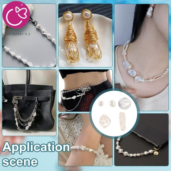Different Styles Natural Freshwater Pearl Star Heart Round Button Baroque Loose Pearl and Pearl Earrings White Color Jewelry