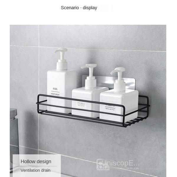 Modern Style Iron Bathroom Shelves with Chrome Finish and Shampoo Storage Basket