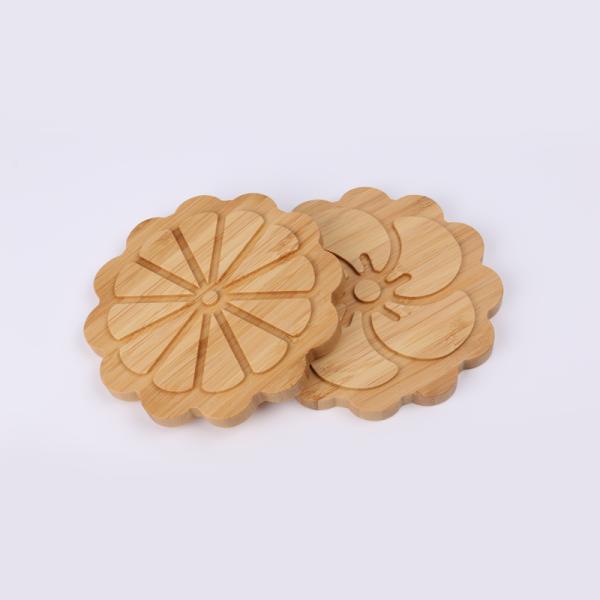 Custom Engraved Bamboo Wooden Coaster Wedding Personalized Coaster Set