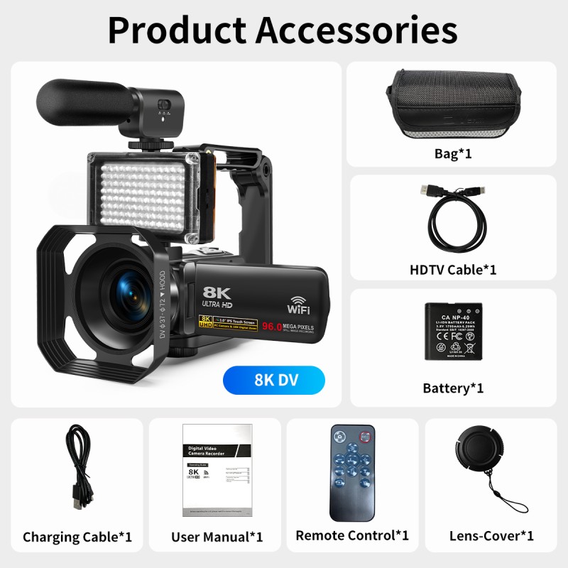 Newest Hot Sale Good Quality 8K 96MP Professional Video Camera with 18X Zoom Anti-Shake WiFi Ideal for Vloggers Photographers