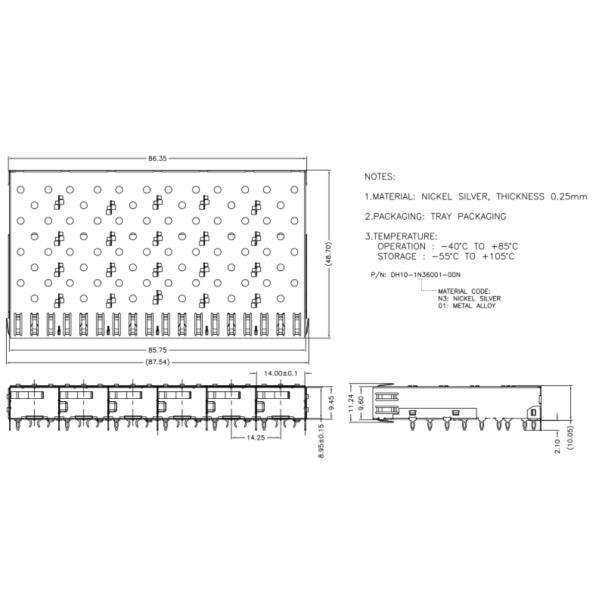 1 * 6 Ports SFP Cage Connector Dust Plug Cap Cover Communication Module
