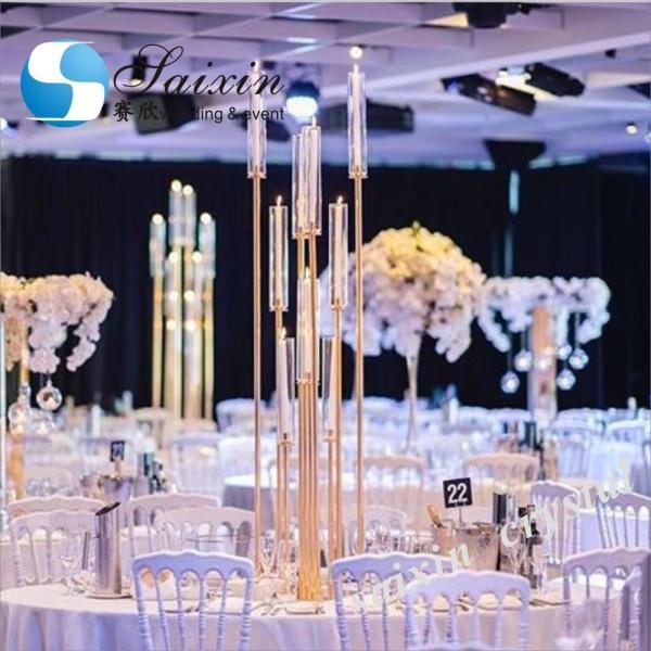 Venda quente porta-velas de ouro alto peças centrais para decoração de casamento