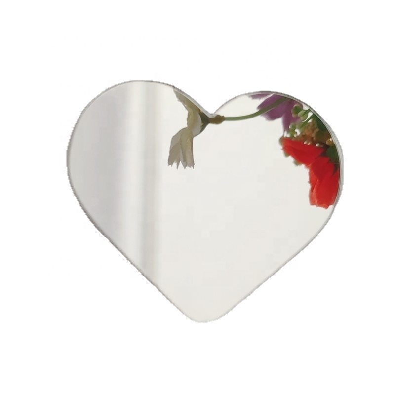 Removable Heart-Shaped Acrylic Mirror Wall Stickers | Peel-and-Stick Decorative Mirror Tiles