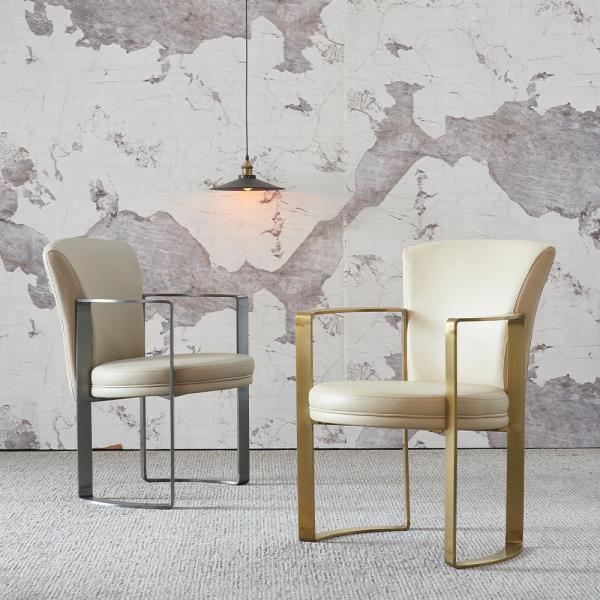O metal moderno minimalista do couro de veludo do braço que janta a cadeira 65*58*80 cm personalizou