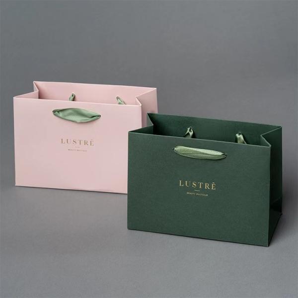 Apparel Smoky Printed Paper Shopping Bags C2S Artpaper Ribbon Handle Gift Bags
