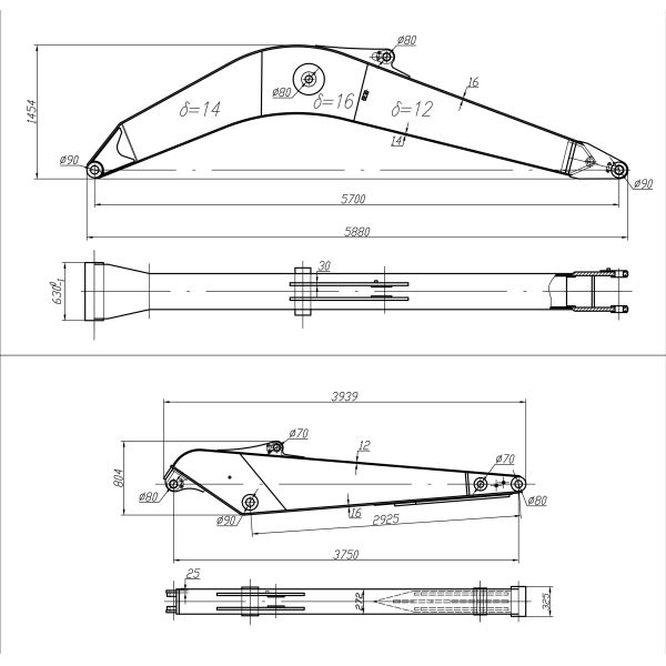 Kobelco Excavator Standard Arm with Bucket
