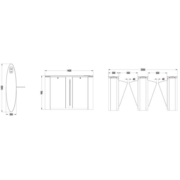 Recorte anti infrarrojo de la puerta retractable de la barrera de la aleta del acero inoxidable con el ala dos