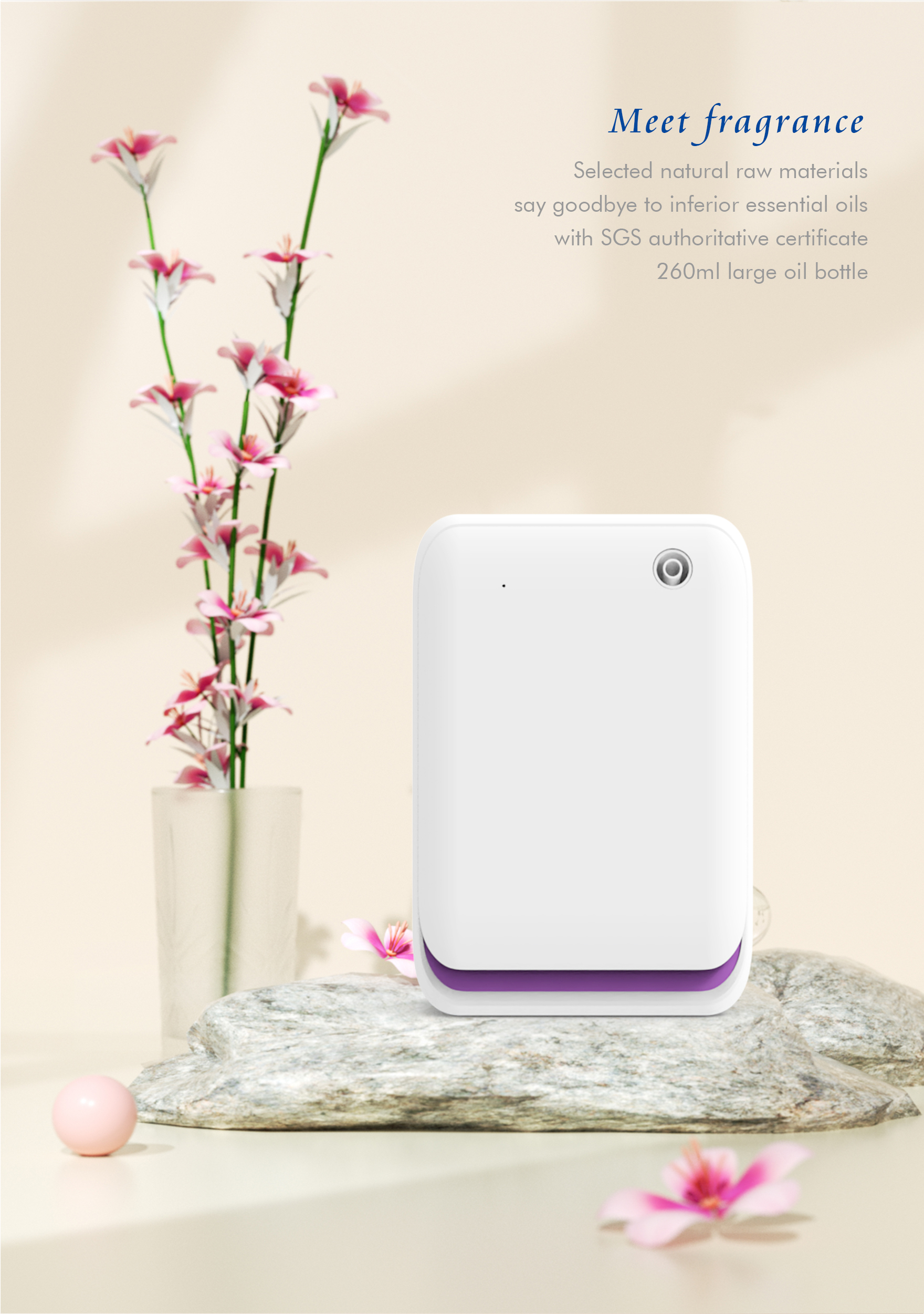 Ultra-Low Noise <38dB Aromatherapy Diffuser with 500m³ Coverage and 260ml Oil Capacity Essential Oil Diffuser