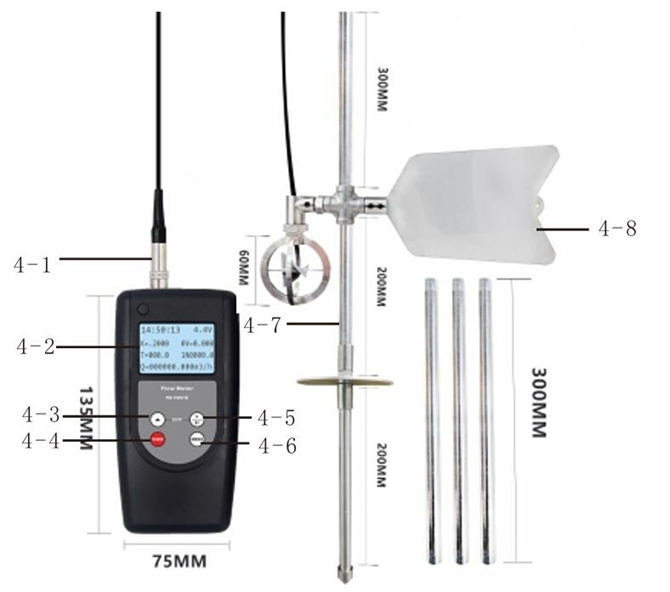 Polluted Water Portable Flowmeter FM-100V10 with Hall Velocity Rotation Sensor