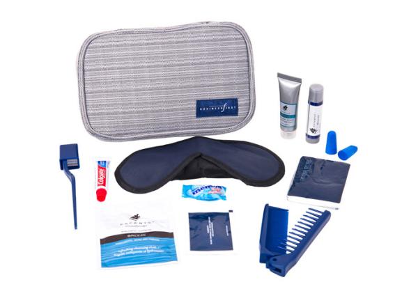 Foldable Zipper Pouch Airline Amenity Kits For Business Trip Air Travel Set