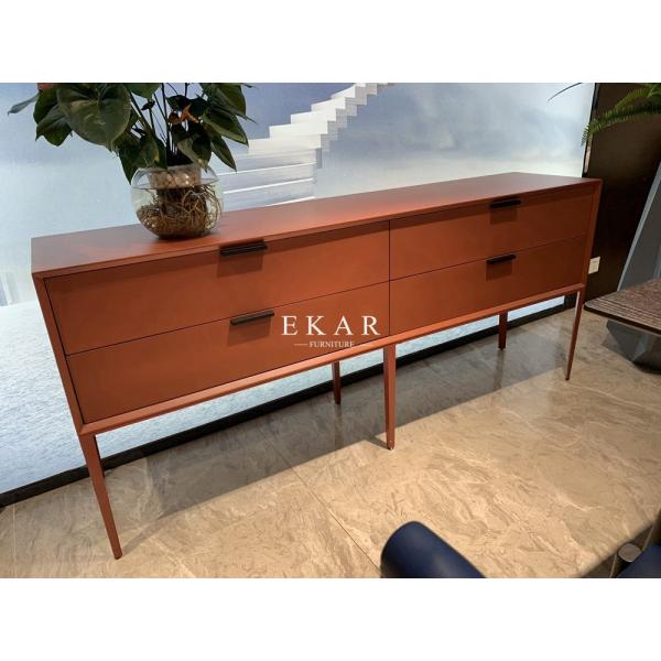 Modern Red Color Buffet Cabinet Sideboard With 4 Drawers