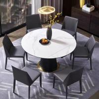 Mesa de jantar de cerâmica de mármore branca e extensível