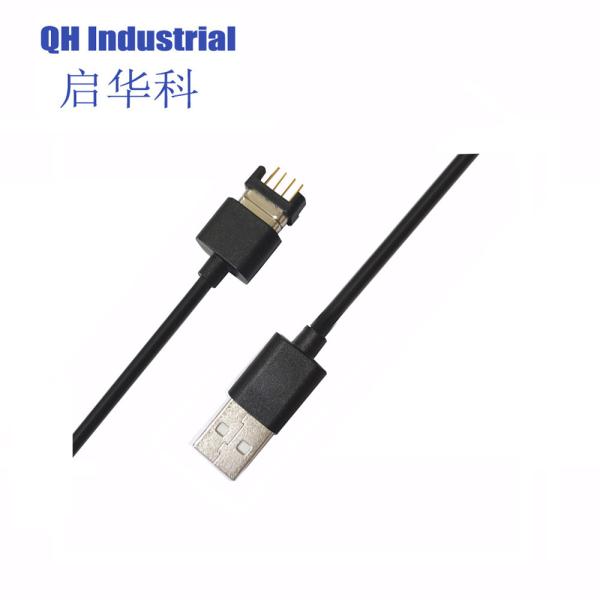 3A 700gf Stong Magnetic Force 1m Length Black Male Female 4Pin Magnetic Charging Cable Connector