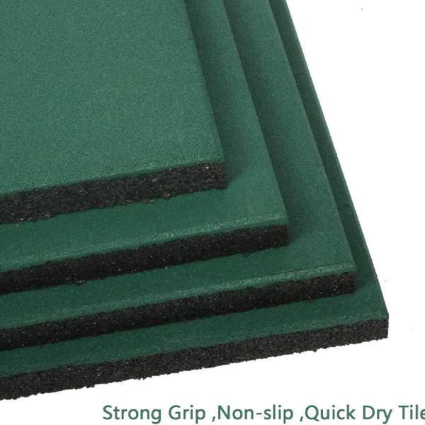 Interlocking Tiles 20X20X1 Heavy Duty Rubber Tile Green Non-Slip Outdoor Rubber Flooring Mat For Playground Park