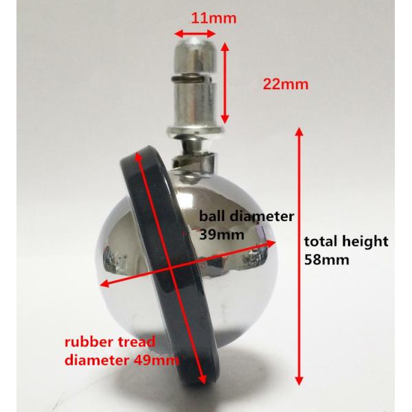 Metal Ball Castor Wheels Grip Ring Stem