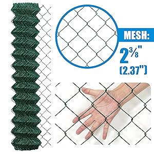 Wire 9 Gauge Green Vinyl Coated Galvanized Steel Chain Link Fence Fabric, Diamond Mesh Size 2-3/8 Inch, Galvanized Fencing Wire Roll For Garden And Animals Enclosure
