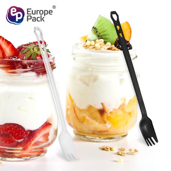 2019 eco friendly disposable dessert supplies new design fork with 3 holes