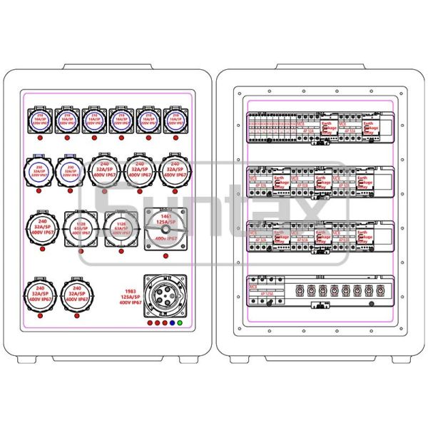 Syntax MD4 Three Phase IP67 Waterproof 125A/5P HDPE Portable Power Distribution Board for FIFA Sporting Events in Qatar 630x430x900mm