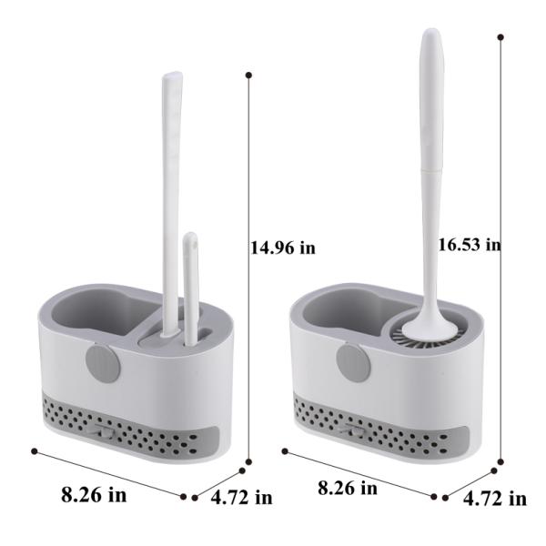 Silicone Head Tpr Toilet Bowl Cleaning Brush Set Wall Mounted Sustainable 230g