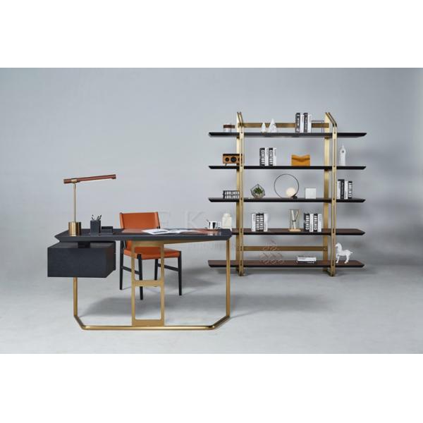 Wooden Modern elegant Design Metal leather top Book Shelf Bookcase