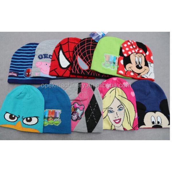 Retail Opek Multicolor Jacquard Children Beanie Hat Knitting Machine Fully Auto Alarm