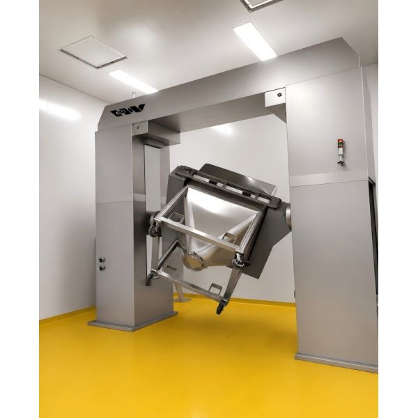 Double Column Hopper Pharmaceutical Powder Mixer Automatic Lifting Bin Blender Machine