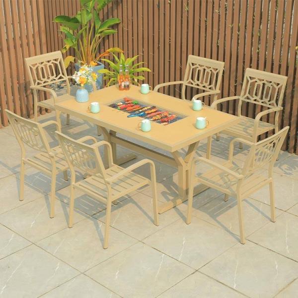 Aluminum Outdoor Rattan Table And Chairs Beach Style