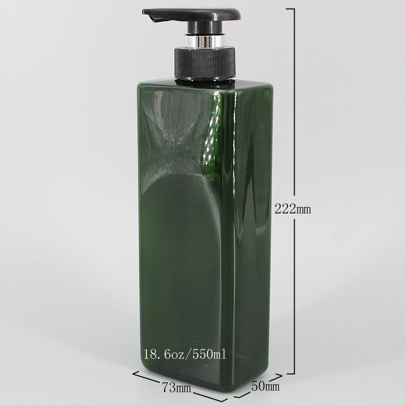 Черноватые зеленые Cuboid бутылки шампуня 550ml Eco