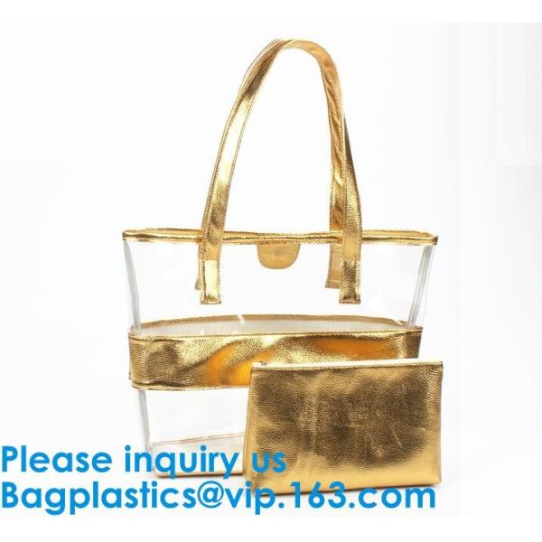 Tote Bag/Shoulder Bag/Shopping Bag/Handle Bag/Beach Bag/Waterproof Bag,Lady Handbag Set Transparent Beach Tote Bag With