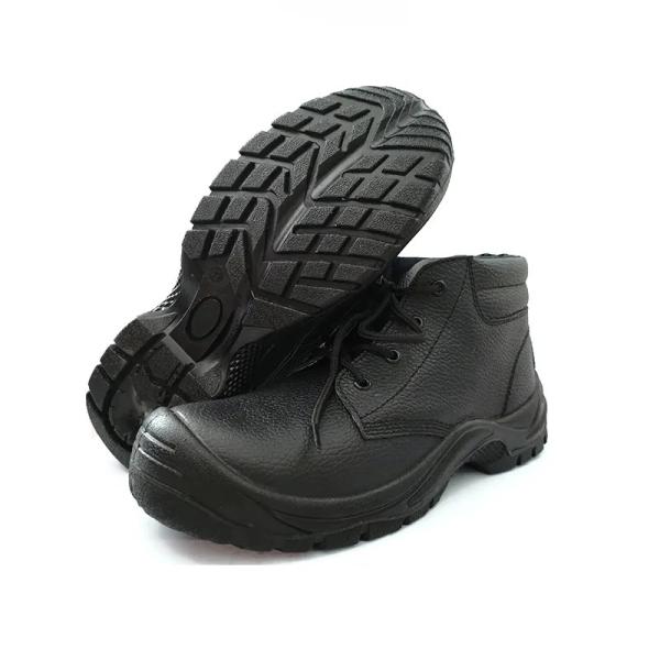 Zapatos de seguridad industrial de cuero genuino para hombres Botas de trabajo con gorra de pie de acero