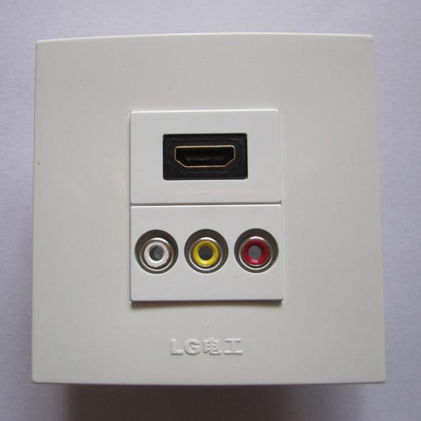 Hot Selling 86X86mm Wall Socket HDMI+RCA White Color Outlet Compatible For Home Used