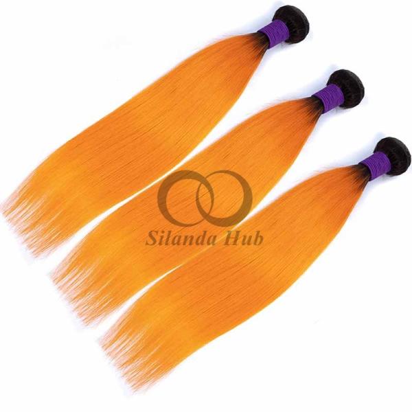 #T1B/Orange Straight Remy Human Hair Bundles Sew In Weave Bundles Brazilian Bundle Deals
