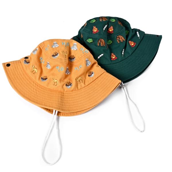 Cotton Outdoor Full Embroidered Fishermen Bucket Hat With Chin Strap 55cm