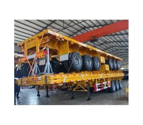 Cross Arm Type 3 Axis Flat Cargo Box Transport Semi Trailer Trailer with 8.12.16