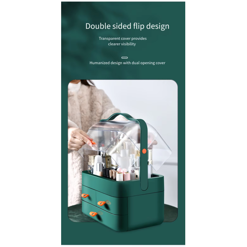 Advanced Beautiful Desktop Dust-proof Partition Classification Storage Container Large Capacity Cosmetics Jewelry Storage Box