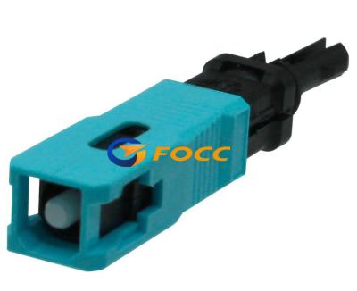 Quick Assembly SC UPC Multimode Fiber Connectors Aqua Housing 50 125 OM3 10pcs / Bag