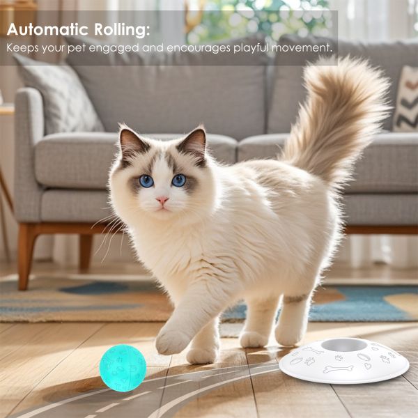 Interactive 3-in-1 Cat Dog Toy Durable Rechargeable Automatic Rolling Ball Eco-Friendly Plastic Lovely Stick Feather Wand