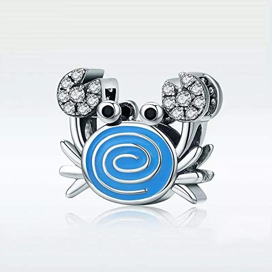 Blue Mermaid Tail & Shell Pearl Charm 925 Sterling Silver Ocean Charm Beads for Bracelet & Necklace