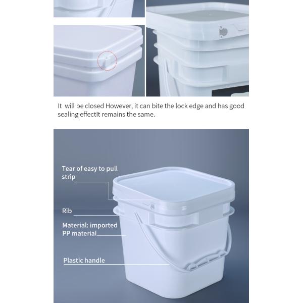 ISO 9001 5 Gallon Chemical Containers White Bucket 141*103*120mm