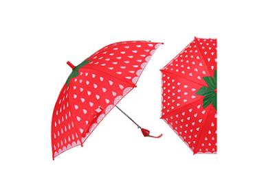Lovely Strawberry Handle Kids Compact Umbrella 18 Inch Kid Safe Design