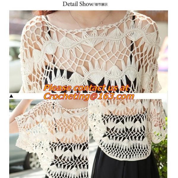 Crocheted, loose Crochet knitted blouse wears batwing hollow pullover sweaters top, hollow