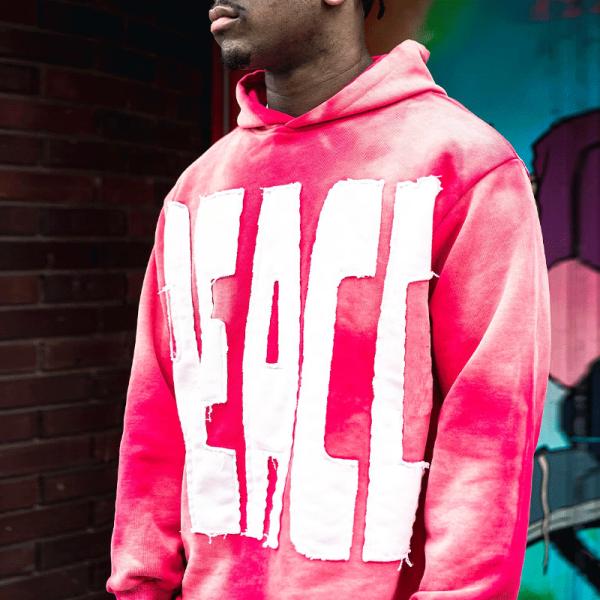 Logotipo en relieve 3D personalizado con sudadera de lavado con ácido de gran tamaño