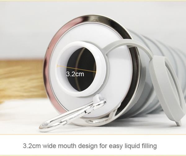 Food Grade Silicone Foldable Water Bottles Collapsible 500ml