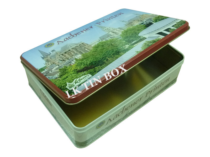 3d Embossed Metal Rectangular Tin Box With Hinged Lid , Rectangular Cookie Tins