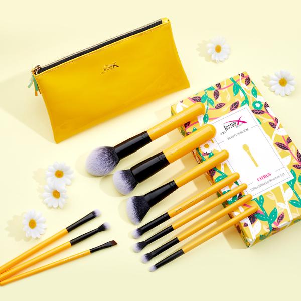 birch wood Basic Makeup Brushes Set Vegan Brush Set with 21cmx11cm Bag