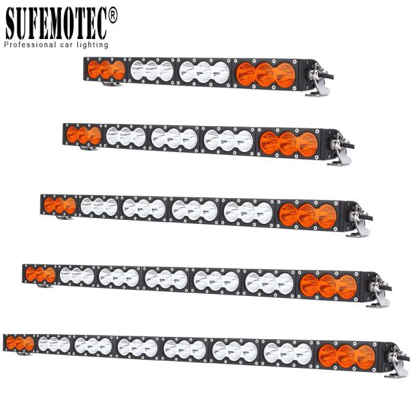Single Row Slim 10W/Pcs LED Work Light Bar For Truck Atv Uaz 4x4 Offroad Trailer Combo Beam Amber White Warning Barra